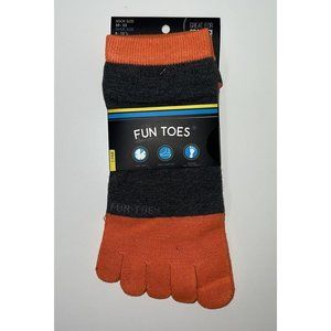 Fun Toes Mens Toe Socks Size 10-13 Shoe Size 6-12.5 Orange Gray NEW